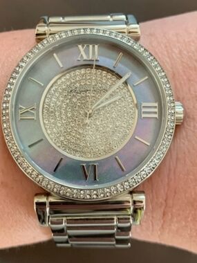 MICHAEL Michael Kors Silver-Tone Watch with Iridescent Mother-of-Pearl Dial